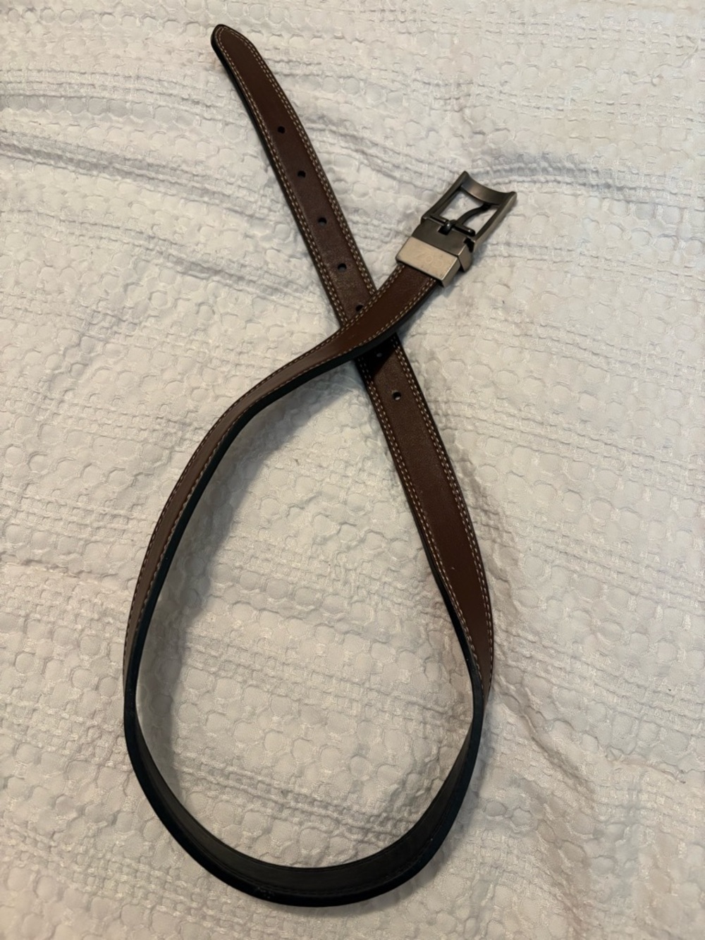 Brown Leather Belt with Silver-Tone Buckle